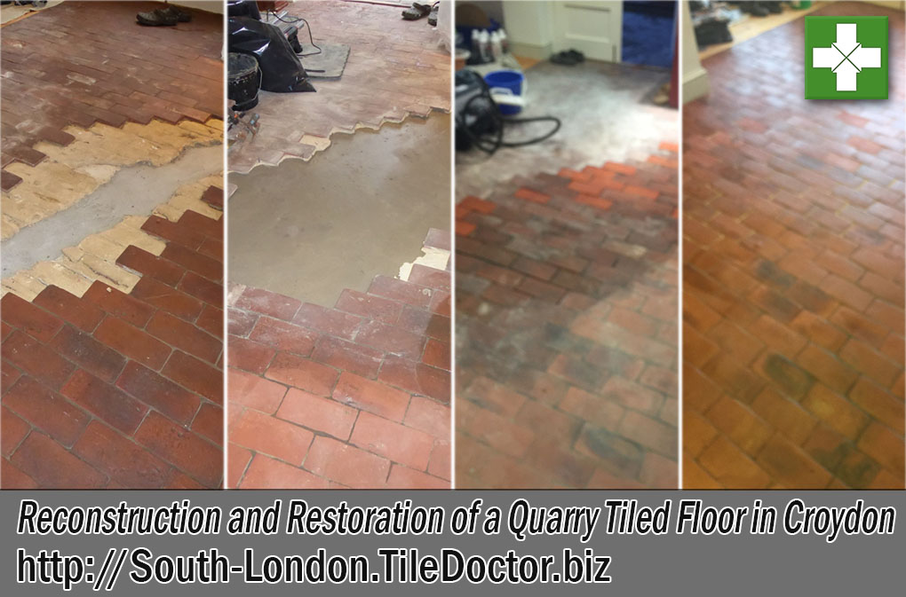 Quarry Tiled Floor Before and After Renovation Croydon